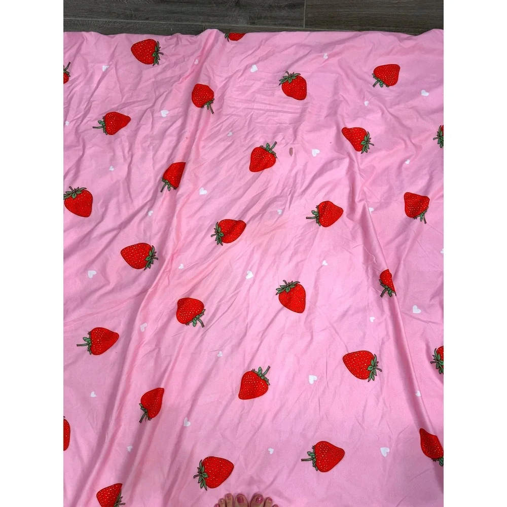 Lamejor Strawberry Duvet Cover Pink Reversible Chevron Full Queen Bedding 88x88